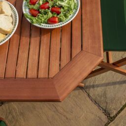 Rowlinson Plumley Six Seater Dining Set with Green Cushions - thumbnail 3