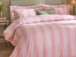 Furn Birdie Wavy Stripe Ruffle Duvet Cover Set-Pink/Raspberry-Kingsize - thumbnail 2