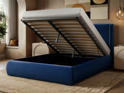 SOLACE+CO Monte Midnight Velvet Winged Button Headboard Ottoman Bed-Double - thumbnail 3