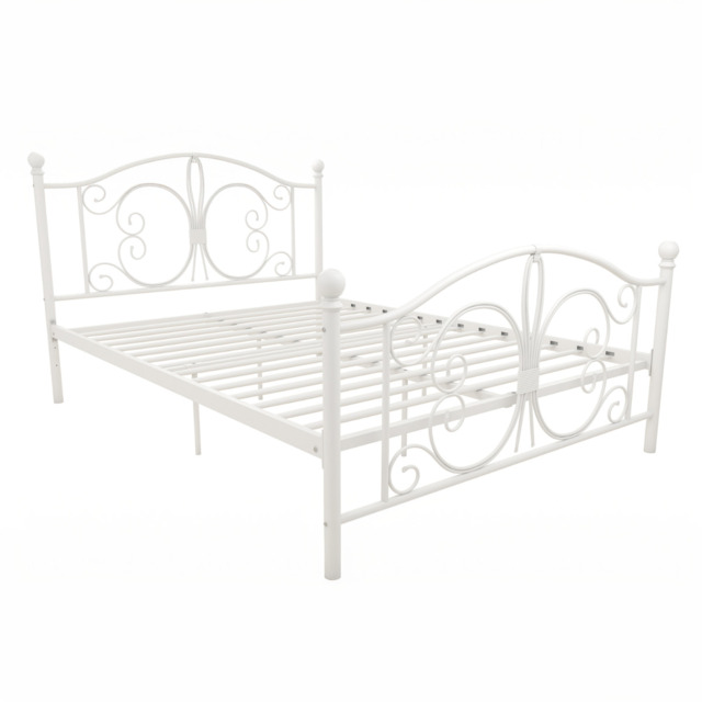 Dorel Bombay Metal Bed Frame-White-Kingsize - image 1