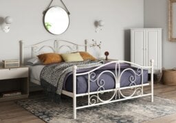 Dorel Bombay Metal Bed Frame-White-Kingsize - thumbnail 2