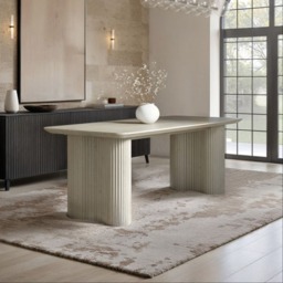 "SOLACE+CO Zoya 6-8 Seater Fluted Pedestal Dining Table Stone Effect "