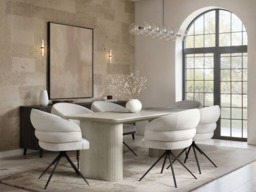 "SOLACE+CO Zoya 6-8 Seater Fluted Pedestal Dining Table Stone Effect " - thumbnail 2