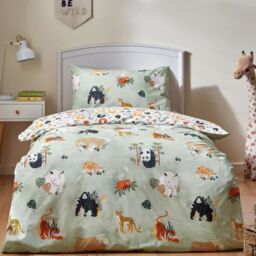 Furn Wildlife Duvet Set Multi & Green-Single - thumbnail 1