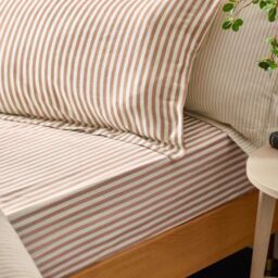 Yard Hebden Striped Fitted Bed Sheet 100% Cotton-Double-Pecan