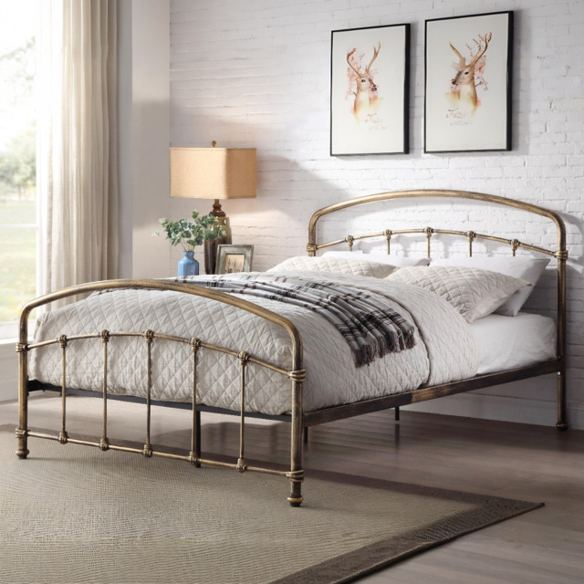 Flintshire Furniture Mostyn Metal Bed Frame-Bronze-Double - image 1