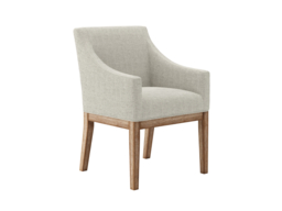 LPD Piper Dining Chair with Arms Bisque Linen Effect & Brushed Wood - thumbnail 3