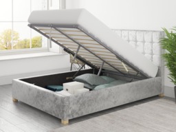 Aspire Sinatra Ottoman Bed Mirazzi Velvet Silver - SuperKing - thumbnail 2