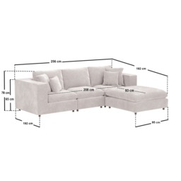 SOLACE+CO Asher 4 Seater Sofa with Reversible Footstool Beige Boucle - thumbnail 7