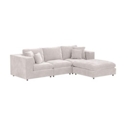 SOLACE+CO Asher 4 Seater Sofa with Reversible Footstool Beige Boucle - thumbnail 5