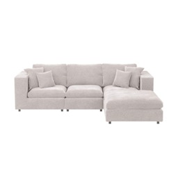 SOLACE+CO Asher 4 Seater Sofa with Reversible Footstool Beige Boucle - thumbnail 6