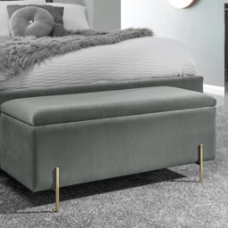GFW Mystica Fabric Ottoman Storage Bench-Grey