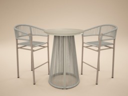 SOLACE+CO Hana Round Table & Lita Chairs Garden Bar Set White - thumbnail 2
