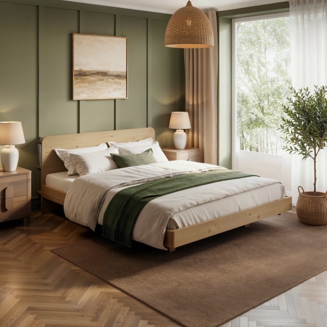 Noomi Demi Wooden Bed Frame with Headboard Storage Oak Kingsize - image 1