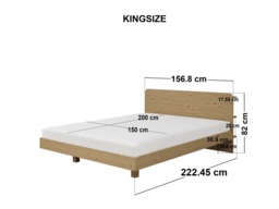 Noomi Demi Wooden Bed Frame with Headboard Storage Oak Kingsize - thumbnail 6