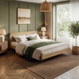 Noomi Demi Wooden Bed Frame with Headboard Storage Oak Kingsize