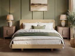 Noomi Demi Wooden Bed Frame with Headboard Storage Oak Kingsize - thumbnail 2