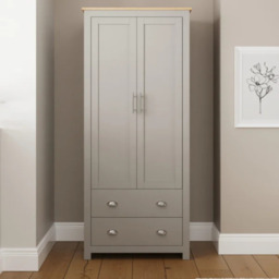 GFW Lancaster 2 Door 2 Drawer Wardrobe-Grey - thumbnail 1