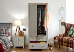 GFW Lancaster 2 Door 2 Drawer Wardrobe-Grey - thumbnail 5