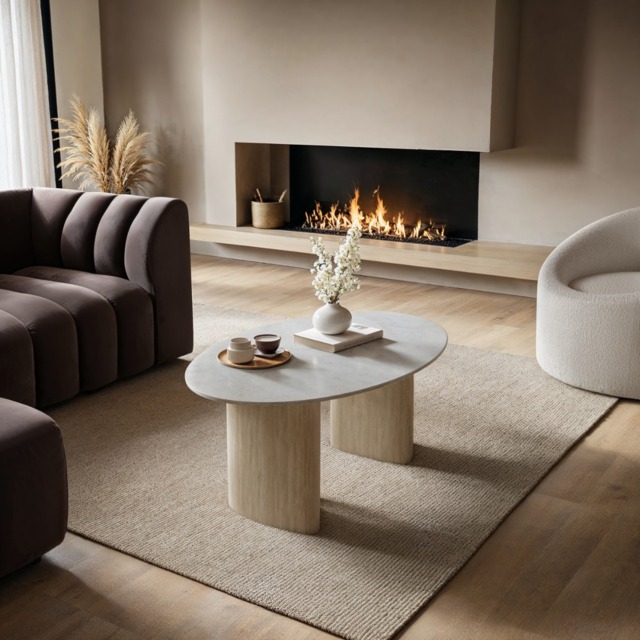SOLACE+CO Elin Sintered Stone Effect Oval Coffee Table - image 1