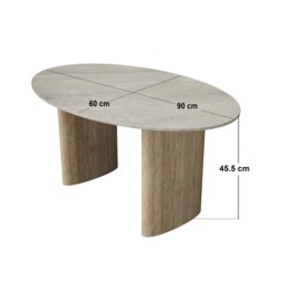 SOLACE+CO Elin Sintered Stone Effect Oval Coffee Table - thumbnail 4