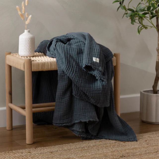 Yard Lark Muslin Cotton Throw 130 x 180cm-Dusk - image 1