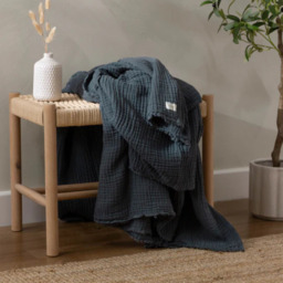 Yard Lark Muslin Cotton Throw 130 x 180cm-Dusk