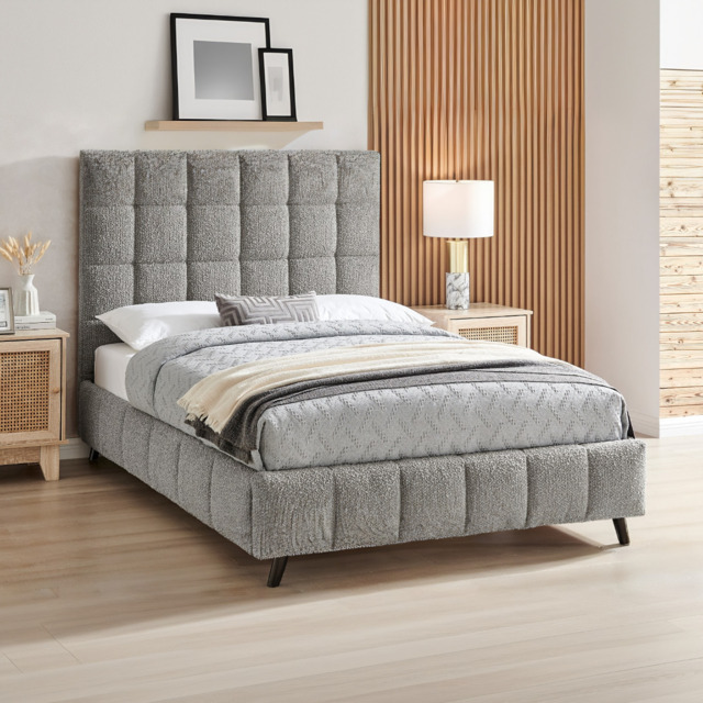 Limelight Starla Boucle Fabric Bed Frame-Dove Grey-Double - image 1