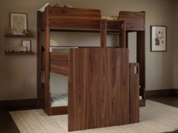 Flair Bode L-Shaped Triple Bunk Bed with Storage Shelves Walnut - thumbnail 3