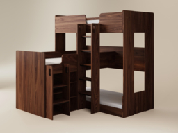 Flair Bode L-Shaped Triple Bunk Bed with Storage Shelves Walnut - thumbnail 5