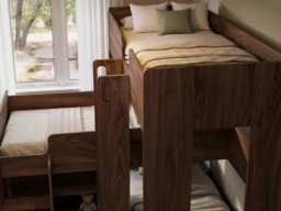 Flair Bode L-Shaped Triple Bunk Bed with Storage Shelves Walnut - thumbnail 4
