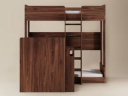 Flair Bode L-Shaped Triple Bunk Bed with Storage Shelves Walnut - thumbnail 6