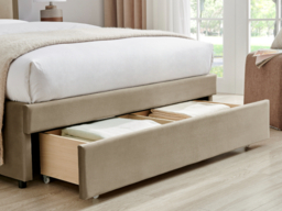 Limelight Ursa Velvet Bed with Drawer Storage-Taupe-Double - thumbnail 4