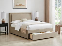 Limelight Ursa Velvet Bed with Drawer Storage-Taupe-Double - thumbnail 3