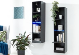 GFW Galicia Tall Wall Mounted Shelf Unit With LED -Grey - thumbnail 4