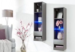 GFW Galicia Tall Wall Mounted Shelf Unit With LED -Grey - thumbnail 2