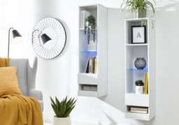 GFW Galicia Tall Wall Mounted Shelf Unit With LED -Grey - thumbnail 3