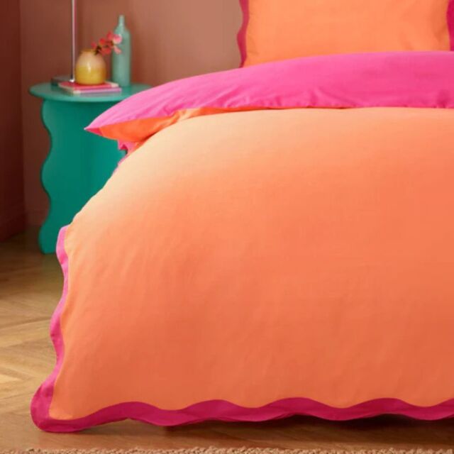 Furn Wiggle Scallop Duvet Cover Set-Coral-Double - image 1