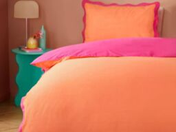 Furn Wiggle Scallop Duvet Cover Set-Coral-Double - thumbnail 2