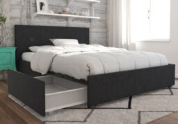 Novogratz Kelly Linen Storage Bed Frame-Dark Grey-Single - thumbnail 4