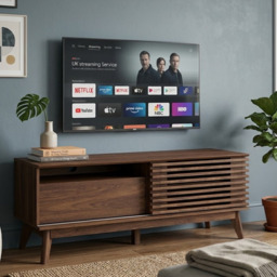 "Kidsaw LV41 TV Cabinet with Sliding Door Columbian Walnut "