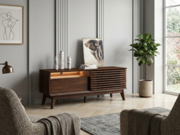 "Kidsaw LV41 TV Cabinet with Sliding Door Columbian Walnut " - thumbnail 3