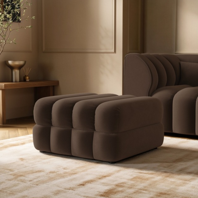 SOLACE+CO Halle Ottoman Storage Footstool Brown Velvet - image 1