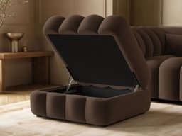 SOLACE+CO Halle Ottoman Storage Footstool Brown Velvet - thumbnail 2