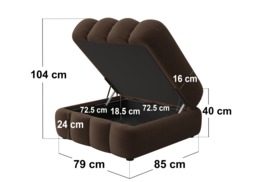 SOLACE+CO Halle Ottoman Storage Footstool Brown Velvet - thumbnail 3