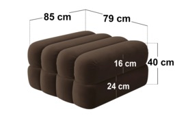 SOLACE+CO Halle Ottoman Storage Footstool Brown Velvet - thumbnail 4