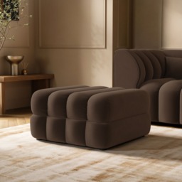 SOLACE+CO Halle Ottoman Storage Footstool Brown Velvet
