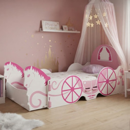 Kidsaw Horse and Carriage Princess Toddler Bed with Toy Box