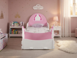 Kidsaw Horse and Carriage Princess Toddler Bed with Toy Box - thumbnail 2