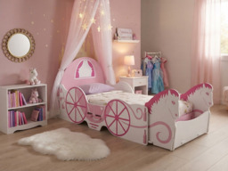 Kidsaw Horse and Carriage Princess Toddler Bed with Toy Box - thumbnail 3